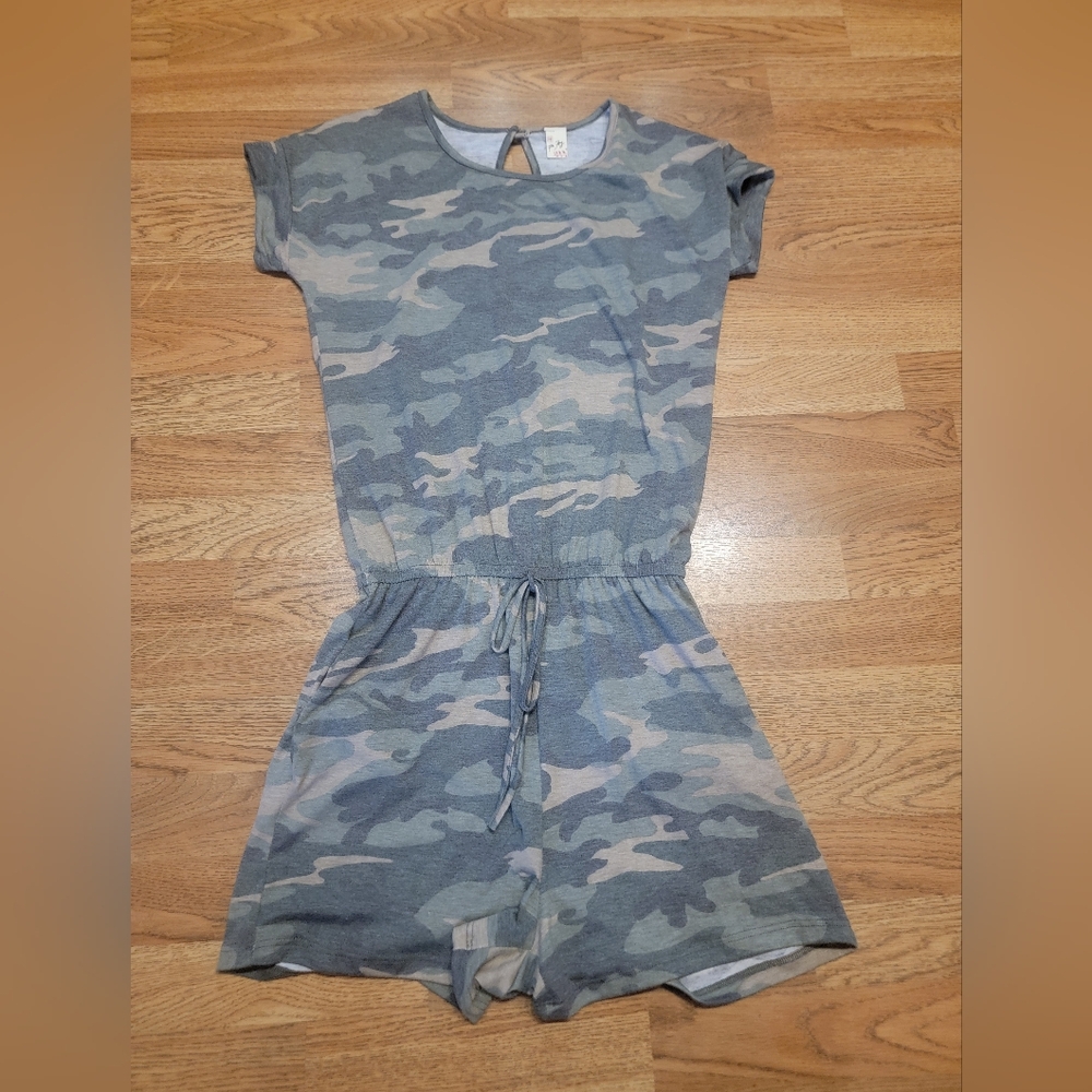 Camo Print Short Sleeve Jumpsuit